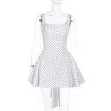 Purpdrank  Spring New Xiaoxiangfeng Temperament Elegant Slim Polka Dot Square Neck Vest  Pendulum Dress Niche Fashion and Comfort Beautiful