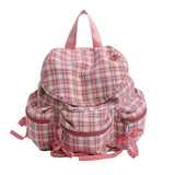 Purpdrank  Bowknot Silver Backpack Large Capacity Casual Student Nylon Small Backpack Bag Fashionable Sweet Travel Daily Commute Schoolbag