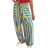 Purpdrank  Wide Leg Striped Patchwork High Waist Drawstring Long Pants For Ladies Fashion Outdoor Streetwear Loose Versatile Pockets Pants