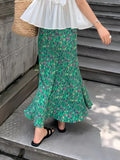 Purpdrank  Summer High Waist Floral Printed Women's Mermaid Long Skirts 2025 New Bohemian Loose Fishtail A-line Skirts Female
