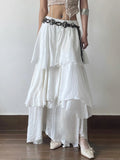 Purpdrank  Elegant Multi-layer Long Skirt Fairycore y2k Loose White High Waist Skirts for Women Vintage 90s Outfits Summer Holiday