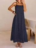 Purpdrank  Beach Casual Spaghrtti Strap Long Dress Women Summer Elegant Sleeveless Backless Lace Maxi Dresses Casual