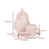 Purpdrank  3Pcs/Set Schoolbag High School Student Girl Bag Set Gentle Day Cute Floral Backpack Lazy Wind Floral Bow Backpack School Bags