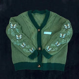 Purpdrank  Christmas Tree Women Cardigan Autumn Winter Knitted Cardigans with Star Embroidery Holiday Sweater Folklore Tops Christmas Gift