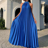 Purpdrank  Women Sexy Off Shoulder Dress New Elegant Solid Swing Loose Party Dress Spring Female Halter Slim Banquet Long Dress