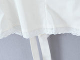 Purpdrank  Holiday Ivory Bow U collar Ivory Spliced Lace Wood ears Strap Tank Women Summer Slim Waist Front Slit Sleeveless Tee Crop Top