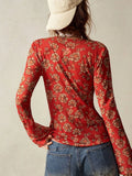 Purpdrank  Print Blouse Women Stand Collar Single Breasted Shirts Long Sleeve Vintage Fashion Top Spring Summer New Female Blouse