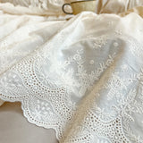 Purpdrank  100% Cotton Vintage French Pleated Lace Ruffles Bow Princess Bedding Set Duvet Cover Set Bed Skirt Bedspread Pillowcases