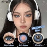 Purpdrank  1Pair Fashion Makeup Blue Contacts Lenses Yearly Soft Blue Eyes Gloss Blue Eyes Color Sea Blue Ocean Heart Blue Eyes