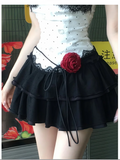 Purpdrank  2000s Aesthetic Lace 2 Piece Set Women Gothic Y2k Slim Sling + Mini Skirt Retro Hottie Punk Harajuku Polka Dot Backless Outfits