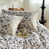 Purpdrank  Korean Princess Style Pastoral Floral Lace 100% Cotton Single Queen King Bedding Set Duvet Cover Flat/Fitted Sheet Pillowcases