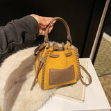 Purpdrank  Mini Drawstring Bucket Bags For Women 2025 Luxury Designer Purses And Handbags Casual Street Small Shoulder Cross Body Bag