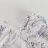 Purpdrank  Fashion Printing Lace Up Tierred Dresses Spring Women Square Collar Long Sleeved Short Dress Autumn High Waist Slim Mini Dress