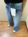Purpdrank  Cowboy Pants for Woman Retro Blue Trousers Straight Leg High Waist Shot Women's Jeans Aesthetic Vibrant New in Teenagers Pant A