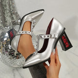 Purpdrank  Punk Elegant Pointed Toe High Heels Pumps Women 2025 New Trendy Thick Rose Heeled Dress Shoes Woman Y2K T-Strap Mary Jane Shoes