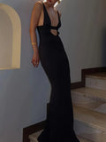 Purpdrank   Spring and Summer Women's Clothing V-neck Sleeveless Long Dress Knitted Blouse Sexy Slim-fitting Hollow Fashion Mesh Dress