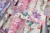 Purpdrank  Beach Wear High Waist Loose Vestidos Boho Floral Print Summer Dress for Women Vintage O-neck Long Sleeve Dresses
