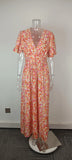 Purpdrank  Summer Women Floral Print Casual Long Dress Fashion V Neck Short Sleeve Elegant Office Female Beach Party Maxi Dresses Robe