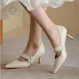 Purpdrank  new Spring Fairy Style Wedding Shoes Niche High-end Pearl Single Shoes Formal Women Shoes