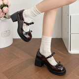 Purpdrank  Elegant Bowknot High Heeled Mary Jane Shoes Women Ankle Buckle Platform Pumps Woman Japanese Patent Leather Lolita Shoes Female