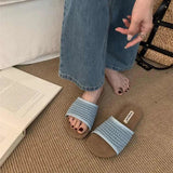 Purpdrank  Retro Style Summer Weave Women Flats Slippers Ladies Casual Open Toe Beach Vacation Slides