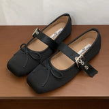 Purpdrank  Sweet Butterfly-knot Mary Jane Shoe Women Retro Square Toe Shallow Ballet Flats Comfort Soft Sole Designer Shoe Zapatos De Mujer