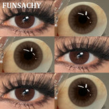 Purpdrank  1 Pair Brown Color Contact Lenses Natural Eye Contacts Blue Colored Soft Lens Yearly Use Women Makeup Cosmetic Lenses