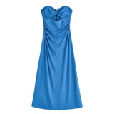 Purpdrank  Dress Summer Women's 2025 New Chic Stretch Knit Tube Top Hollow Elegant Women's Long Dress Fashion Youth Holiday Travel Dress