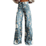 Purpdrank  Vintage Gradient Faux Denim Pants Womens Wide Leg New Fashion High Waist Casual Retro Punk Women Faux Denim Trousers Jeans