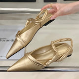 Purpdrank  Elegant Pointed Toe Narrow Band Flat Sandal Women Fashion Shallow Back Strap Design Brand Slide Sandal Comfort Non-slip Moccasin