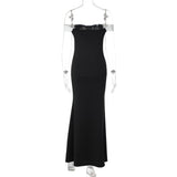 Purpdrank  Elegant Color Match Off Shoulder Long Dress for Women Sexy Sleeveless Slim Waist High Slit Evening Party Club Maxi Dress