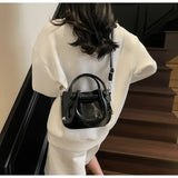 Purpdrank  Luxury Fold Drawstring Bucket Bag Korean Style PU Leather Crossbody Bag Simple Design with Inner Bag Women Satchels for Women