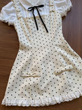 Purpdrank  Japanese Style Sweet Polka Dot Women Dress Elegant Fake 2 Piece Set Cute Bow Dress Fashion Princess Chic Korean Popular Clothes
