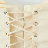 Purpdrank  Sexy Beigeyellow Corset Style Sleeveless Slow Chest Tank Dress Women Lacing up Bandage Back Swing Sleeveless Dresses Robe