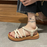 Purpdrank  Women's flat bottomed elastic band soft soled summer sandals for comfort  leisure flat bottomed non slip sandals for women