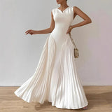 Purpdrank   Sexy Summer White Wrinkled Large Party Dress 2025 Women's Elegant Casual Temperament Lady Chic Evening Gown Vacation