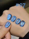 Purpdrank  12ML 10-Color Blue Series Blue Eyes Star Sea Cat Eye Gel Nail Polish New Summer Flash Lamp Cat Eye Nail Polish Nail Art