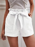 Purpdrank   Shorts Women Bow Tie Lace Up Wide Leg Shorts High Waist Pockets Casual Streetwear Summer New Fashion Loose Shorts