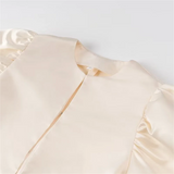 Purpdrank  Spring New Women's Fashion Style Loose and Versatile Satin Bubble Sleeves Loose Short Top