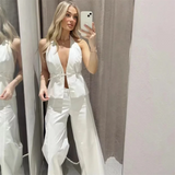 Purpdrank  Spring New Women's Fashion Style Casual Loose Versatile Mid Waist Wide Leg Pants
