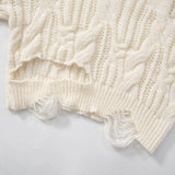 Purpdrank  Sexy Hole Hollow Out Tassel Crochet Cropped Sweater Women 2025 Autumn Winter Long Sleeve Buckle Belts Knitted Pullovers Female