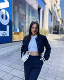 Purpdrank  Jacket Women Pockets Cropped Bomber Jackets Cardigan Long Sleeve Coats Autumn Office Lady Outerwear Trends Short Tops