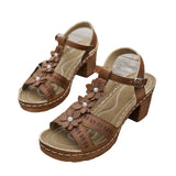 Purpdrank  Low Sandals Woman Leather Buckle Strap 2025 Summer Increasing Height Clear Heels Suit Female Beige Large Size Women’s Shoes Open