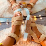 Purpdrank  Summer Women Platform Sandals Peep Toe High Wedges Heel Ankle Buckles Sandalia Espadrilles Female Shoes