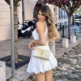 Purpdrank  Spring New Women's Fashion and Elegance Slim Fit Versatile Jacquard Lantern Mini Skirt