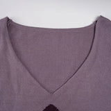 Purpdrank  Autumn Korean Casual All Match V Neck Long Sleeve Slim Flower Jacquard Knitted Pullover