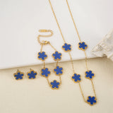 Stainless s Flower 4 Pieces/Set Bracelet Pendant Necklace Earrings Women's Fashion Luxury Five-Leaf Flower Fashion Trend Jewelry