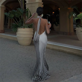 Purpdrank  summer new women's fashionable temperament slim fit sexy versatile silk satin texture hanging neck backless dress