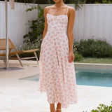 Purpdrank  Sexy Women Floral Print Long Dress Summer Sleeveless A-line Dresses Ladies Vacation Dress Backless Beach Dresses