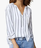 Purpdrank  Simple Blouse Women V Neck Striped Shirts Long Sleeve Vintage Fashion Top Spring Summer New Casual Female Blouse